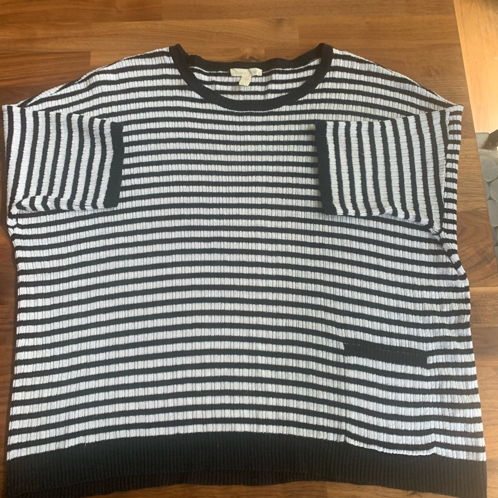 Eileen Fisher Monochrome Striped Knit Top